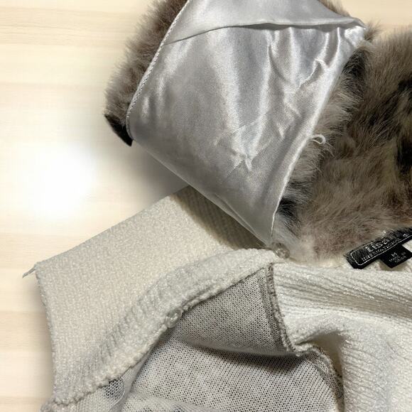 Lisa International Faux Fur Sweater Vest Size M Removable Collar Full Zip Chic - Picture 7 of 9